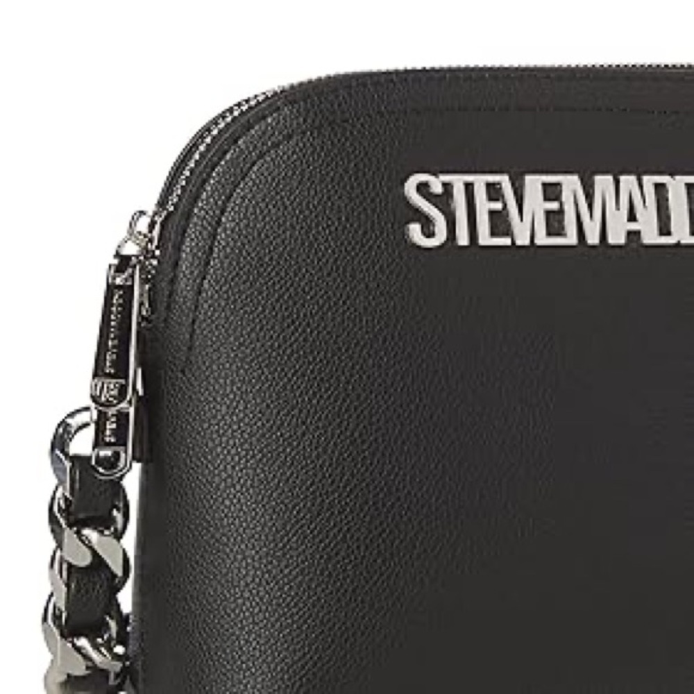Steve Madden Black Dome Crossbody Bag with Silver Chain - Picture 3 of 6